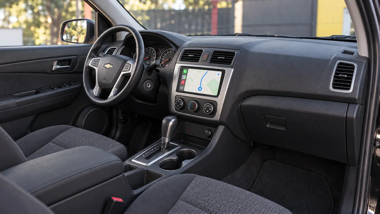 Conceptual SUV cabin with navigation integrated in the existing radio opening
