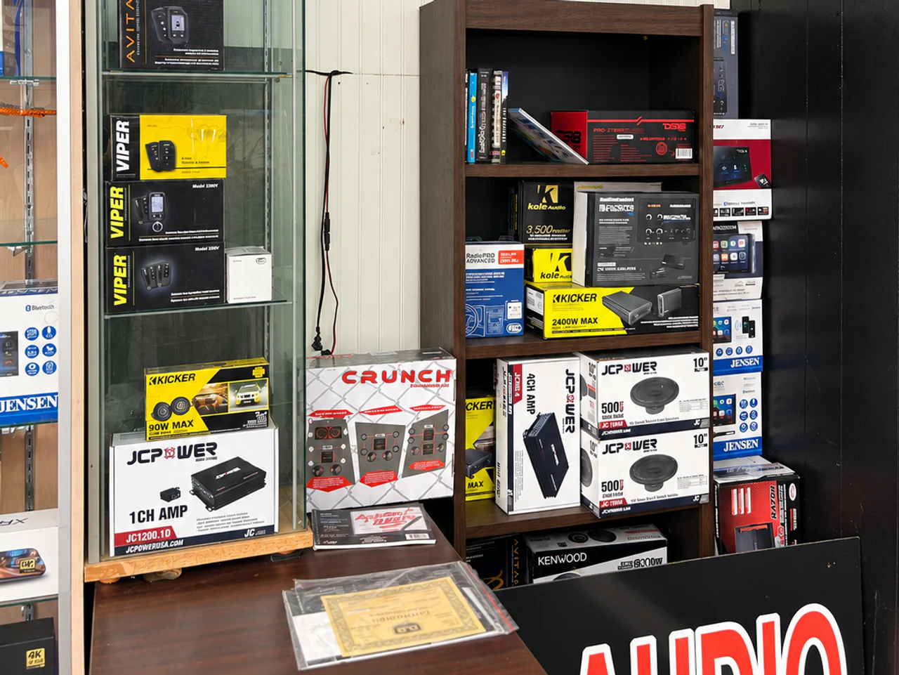 Security system and amplifier packages on the actual Campbell shop shelves